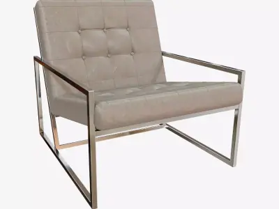 Modern Luxury Chair - Silver Metal and Velvet 3D model