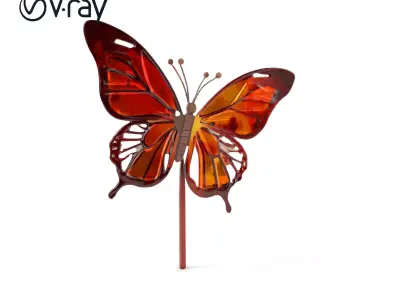 Metallic Butterfly Garden Stake Model Pack Low-poly 3D model