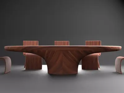futuristic  wooden dining table Free 3D model