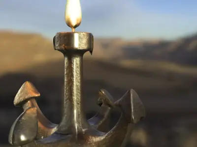 Iron Anchor Candle Stand Low-poly 3D model