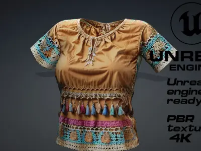 Boho top PBR 4k  Low-poly 3D model