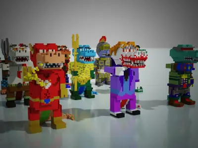 Crocodile Character Voxel 3D model