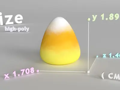 Candy Corn 3D Model for Halloween and Holiday Decorations Low-poly 3D model