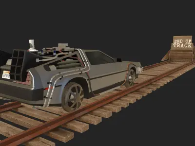 Back to the Future 3 - Delorean and Locomotive Low-poly 3D model