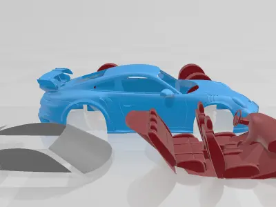 Porsche 911 TECHART GTstreet R 2022 - Separate Parts 3D Model 3D print model