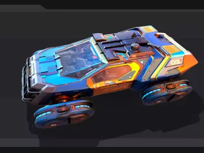 CYBERPUNK - Modular Flying Car Low-poly 3D model