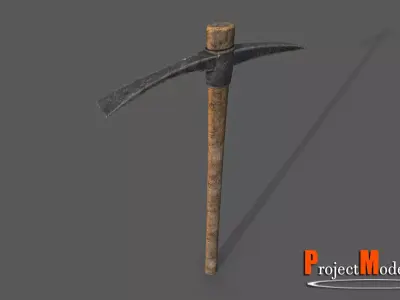 Pickaxe-Version002 axe with wooden handle Low-poly 3D model