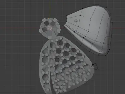 Flower ruby and diamond brooch 3D print model