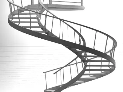 Wooden Spiral Staircase 3D model