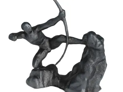 Hercules Archer sculpture Low-poly 3D model