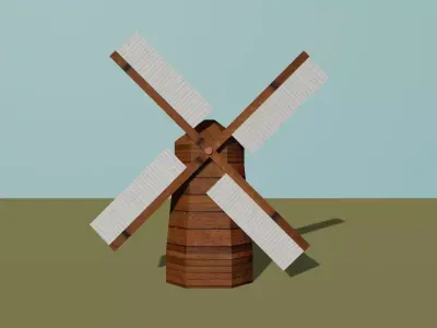 I Mill I wooden windmill Low-poly 3D model