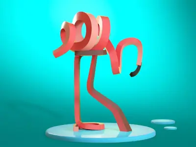 Flamingo on the water 3D model
