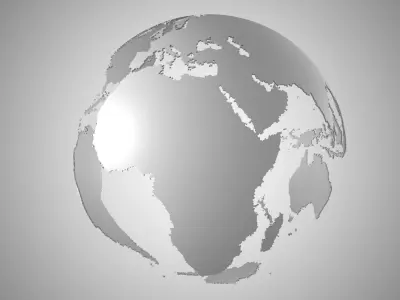 Grey Globe Shell Planet Earth  3D model