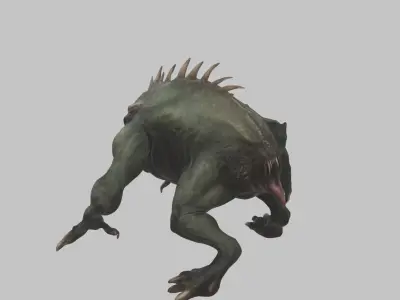 Feral monster reptile creature Low-poly 3D model
