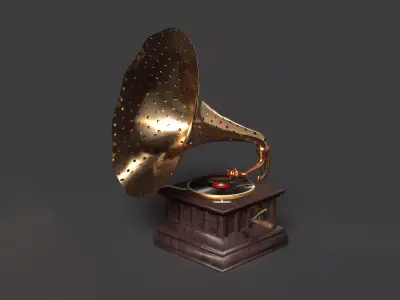 Chinese gramophone   Low-poly 3D model