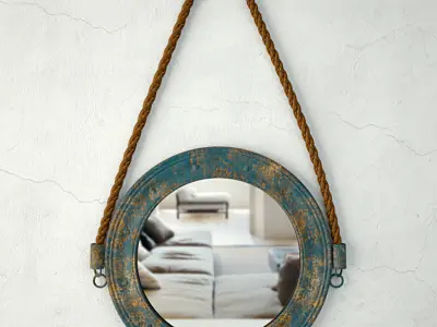 Round Blue Metal Mirror by ZARA HOME 3D model