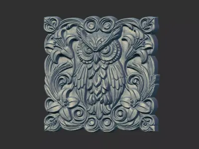 owl wall frame decor  3D print model