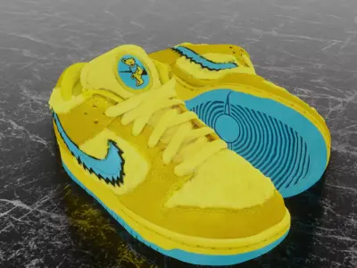 GD X NIKE AIR JORDAN SB DUNK LOW PRO OPTI YELLOW 3D SHOES Low-poly 3D model