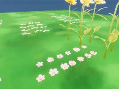 Ghibli Flowers Pack Stylized Flowers in Anime Style for UE5 LODs Low-poly 3D model