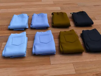 Textured Folded Jeans 3D model