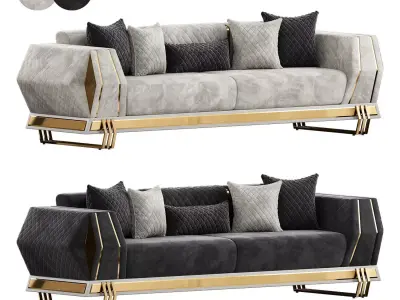 Kamaro Beyaz Koltuk Takimi Sofa 3D model