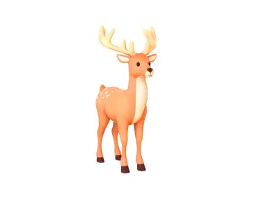 Cartoon Reindeer 6 Cute Low-poly 3D model
