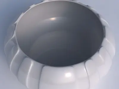 Bowl spheric squeezed wide with smooth vertical ribbons 3D print model