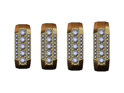 Iced diamond stepped rectangular signet US sizes 7to10 3D print model