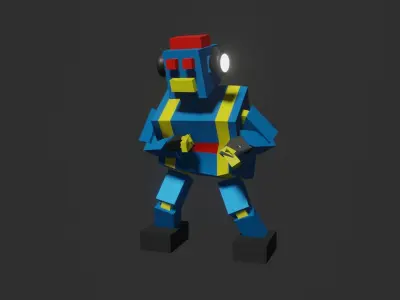 Robot DJ Rigged Character With Animations Low-poly 3D model