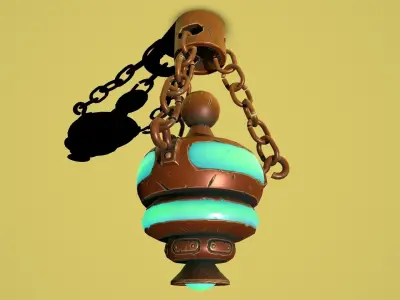 Fantasy bronze chandelier mini Low-poly 3D model