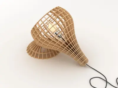Decorative Wooden Lamp 002 3D model
