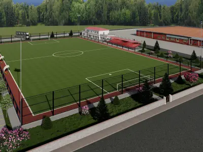 Stadium Sports facility Football training pitch  3D model