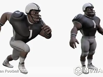 American Football Touchdown Character 01A Low-poly 3D model