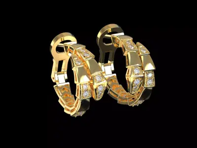Bvlgari Snake Serpenti Earrings 3D print model 3D print model