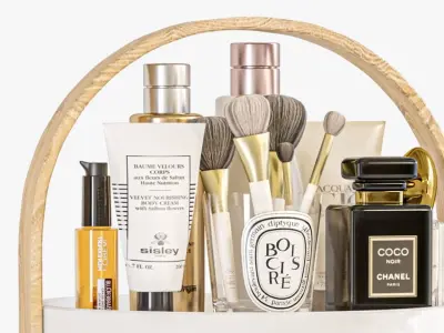 Set of cosmetics perfumes for make-up in the Beauty Salon 3D model