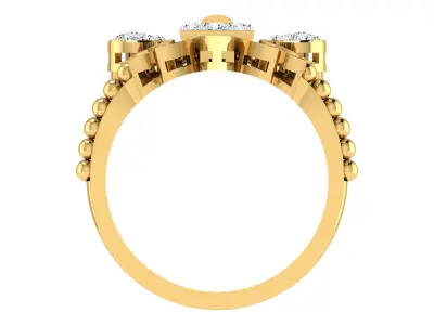 Light Weight Yellow Gold Diamond Ring  -DDS RN 256 3D print model