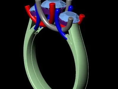 3 Stone Ring Free 3D print model