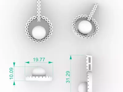 Luxury Modern Pearl Diamond Drop Pendant Necklace 3D print model