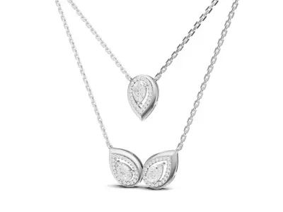 Layered Pear Shape Double Drop Diamond Pendant Necklace  3D print model