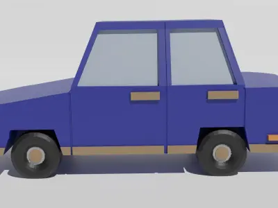 Low poly Cartoon car Low-poly 3D model