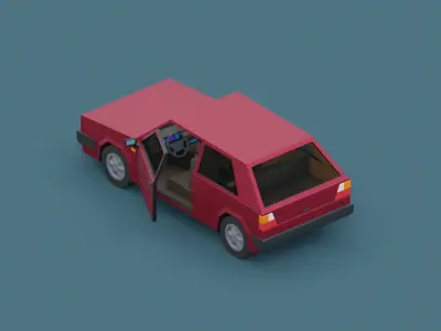  Stylized Cartoon Euro Hatchback Car  Low-poly 3D model