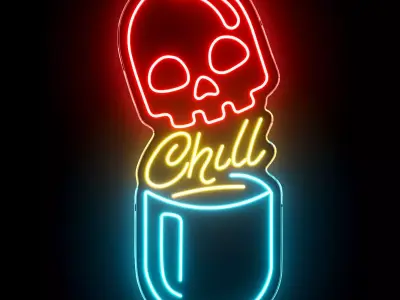 Chill Pill Neon Sign 3D model