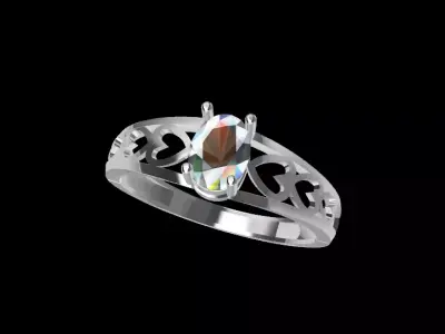 Filigree Oval Gemstone Ring   3D print model