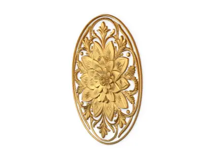 Classic oval carved decor ornament 02 3D model