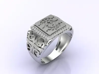 Print Ready STL 3DM  Gents Rings Diamond Men Ring  3D print model 131