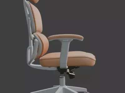 Cute Caramel and White Ergonomic Office Chair 3D model