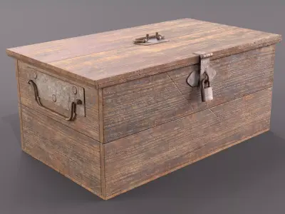 Vintage wooden box Low-poly 3D model