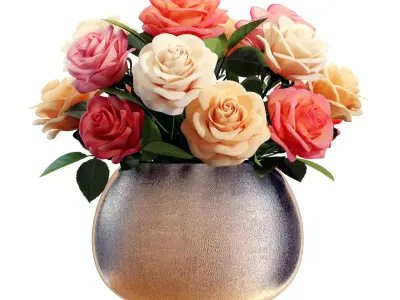 Flower Set 08 - Mixed Roses Bouquet 3D model