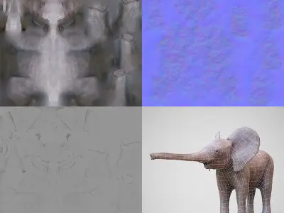 Rigged Baby Elephant Low-poly 3D model