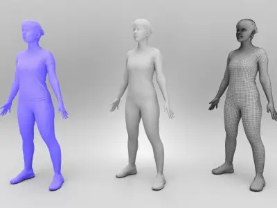 Athletic woman in tracksuit ready for animation 380 Low-poly 3D model